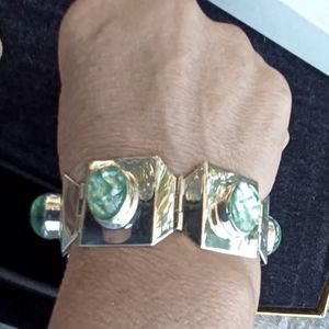 Vintage Mexico stamped FarFan Sterling House, Geometrical Modernist Cuff Bracele